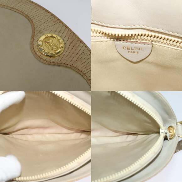 CELINE Shoulder Bag Leather Gold Beige - Picture 11 of 13